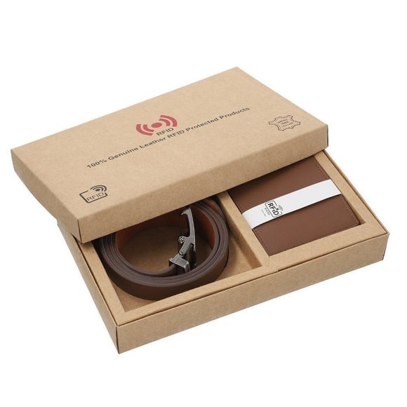 Tan 100% Genuine Leather Belt (46"x1.25") and RFID Protected Wallet (4.5"x3.75") - Picture 7 of 7